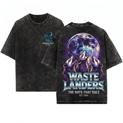 Retro Opossum Howling at Full Moon Graphic Unisex Wash T-Shirt