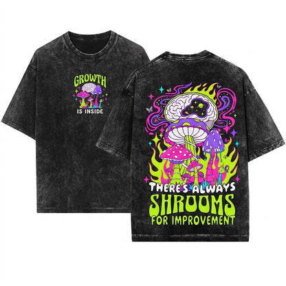Trippy Magic Mushrooms Psychedelic Acid Shrooms Getting High LSD Spiritual Lover Unisex Wash T-Shirt