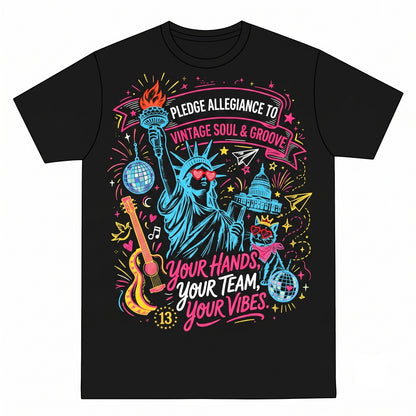 Pledge Allegiance To Your Hands Team Vibes Patriotic Music Lover 4th Of July Graphic Unisex TShirt