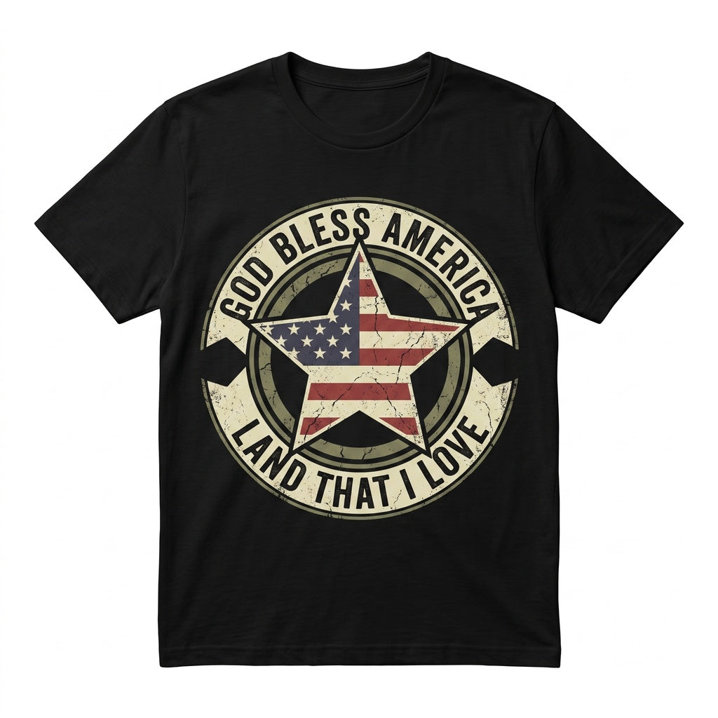God Bless America Patriotic Star USA Flag 4th July Vintage Graphic Unisex TShirt