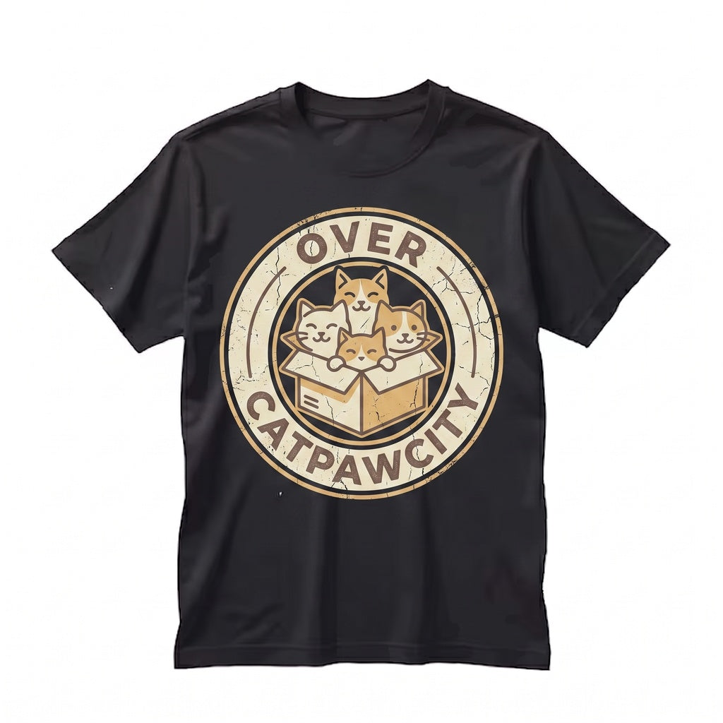 Over Catpawcity Funny Cat Owner Lover Gift Costume Cute Kawaii Anime Mom Face Birthday Present Graphic Apparel Unisex TShirt