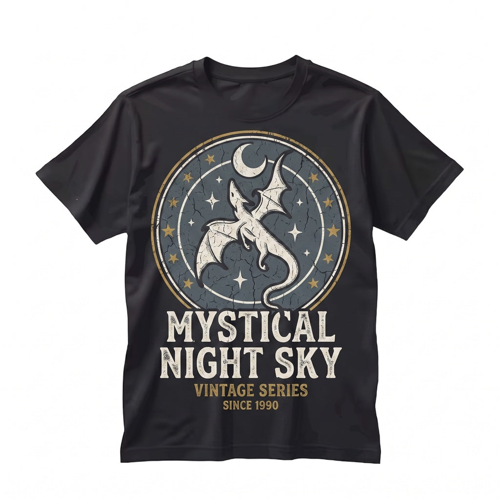 Embroidered Moon and Dragon Fantasy Bookish Witchy Vibes Unisex TShirt
