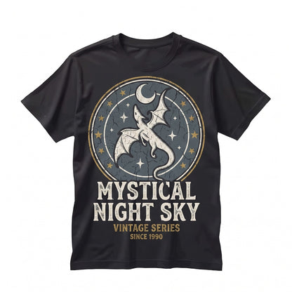 Embroidered Moon and Dragon Fantasy Bookish Witchy Vibes Unisex TShirt