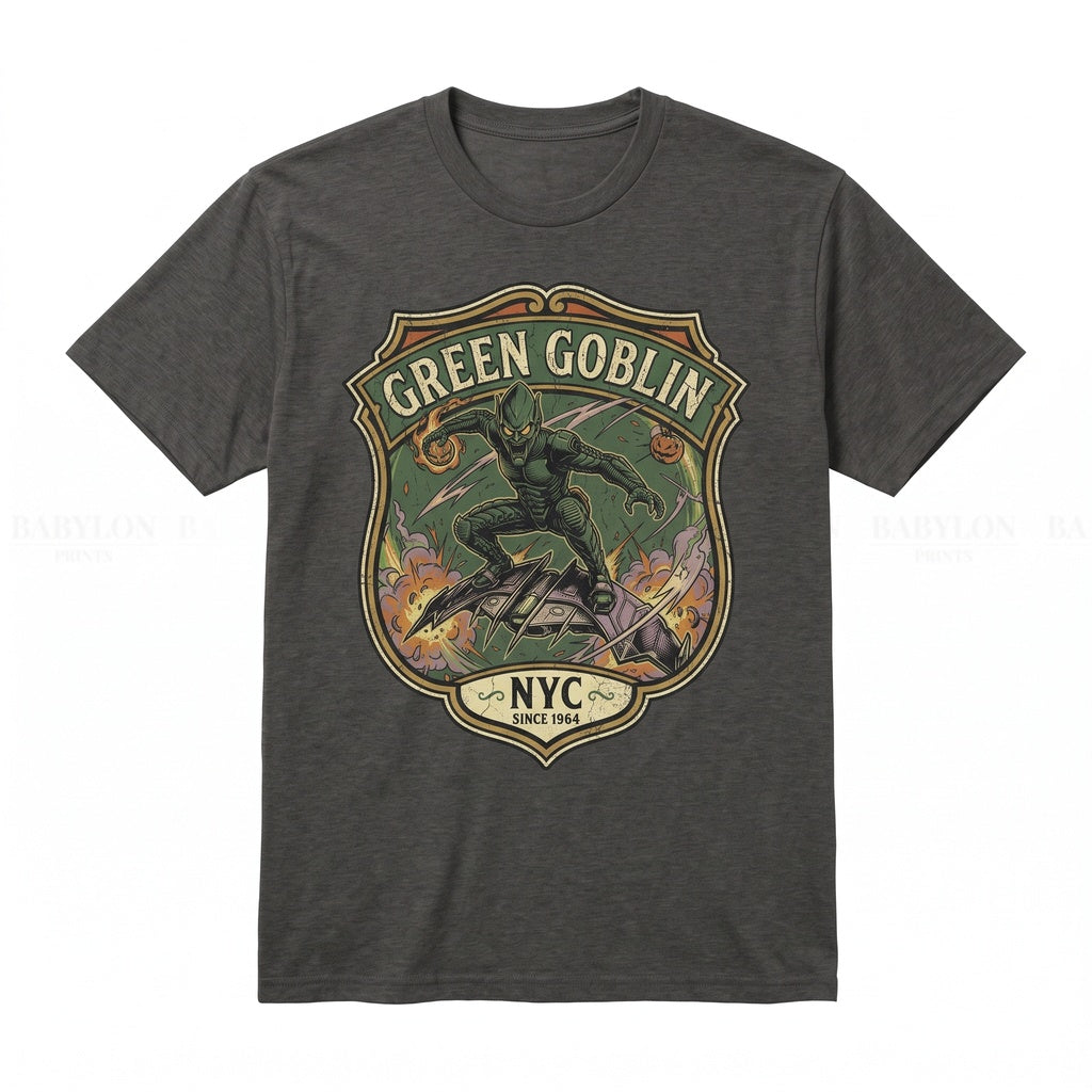 Vintage Green Goblin Supervillain Graphic Sweatshirt, Retro Comic Villain Apparel Gift, Unisex TShirt