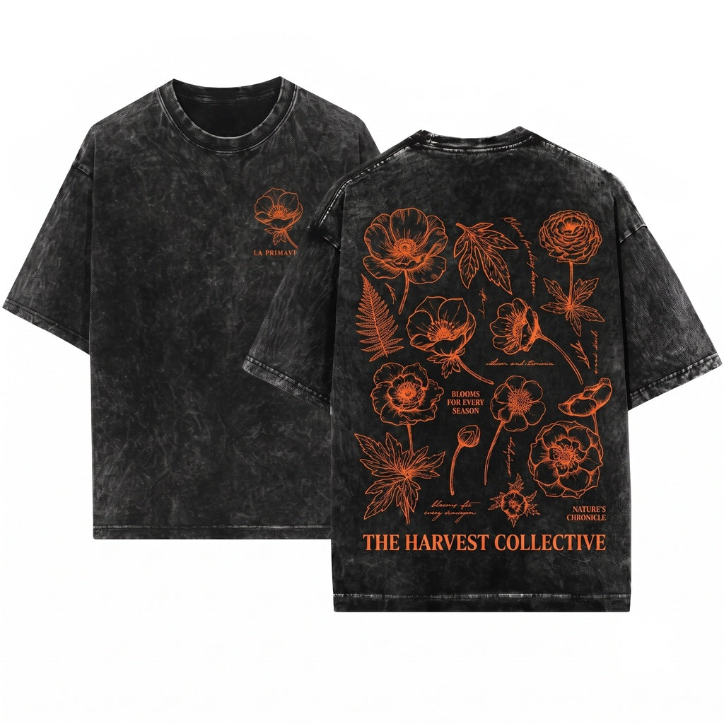 Spring Floral Botanical Italian La Primavera Graphic Unisex Wash T-Shirt