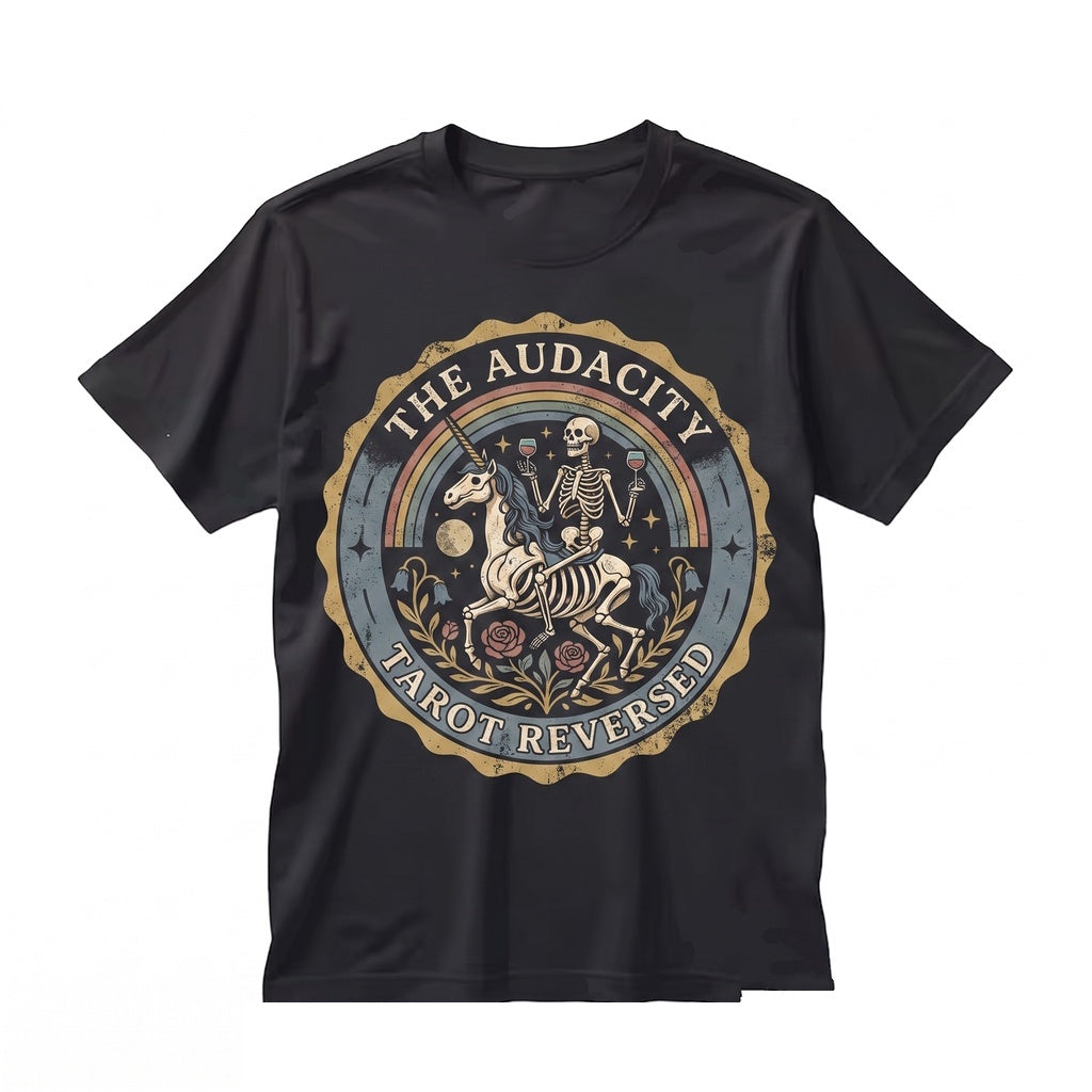 The Audacity Tarot Card Skeleton Witchy Mystical Graphic Boho Grunge Aesthetic Gift Unisex TShirt