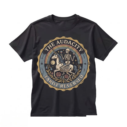 The Audacity Tarot Card Skeleton Witchy Mystical Graphic Boho Grunge Aesthetic Gift Unisex TShirt