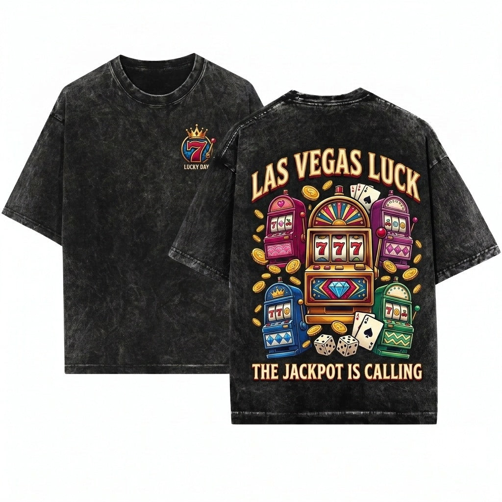 Lucky Slot Machine Casino Jackpot Winner Retro Gambler Gift Unisex Wash T-Shirt