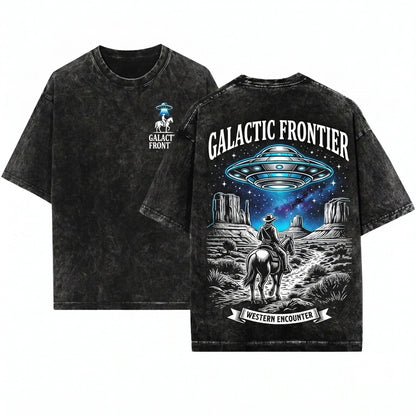 Vintage 90s Y2k Retro Western Cowboy Rodeo Howdy UFO Graphic Top Unisex Wash T-Shirt