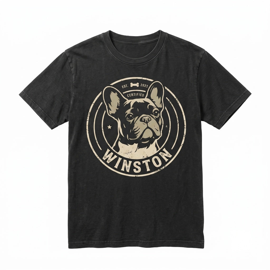 Personalized Dog Dad Vintage Pet Portrait Photo and Name Lover Gift Graphic Apparel Unisex TShirt