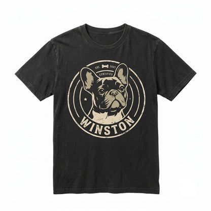 Personalized Dog Dad Vintage Pet Portrait Photo and Name Lover Gift Graphic Apparel Unisex TShirt