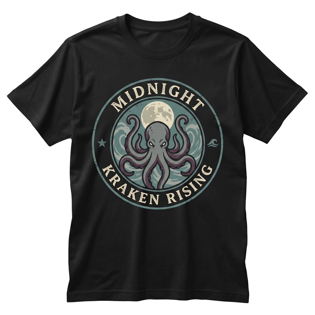 Vintage Octopus Lightning Moon Ocean Graphic Gothic Marine Life Sea Monster Men Women Unisex TShirt