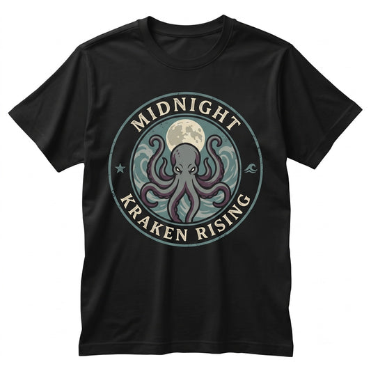 Vintage Octopus Lightning Moon Ocean Graphic Gothic Marine Life Sea Monster Men Women Unisex TShirt