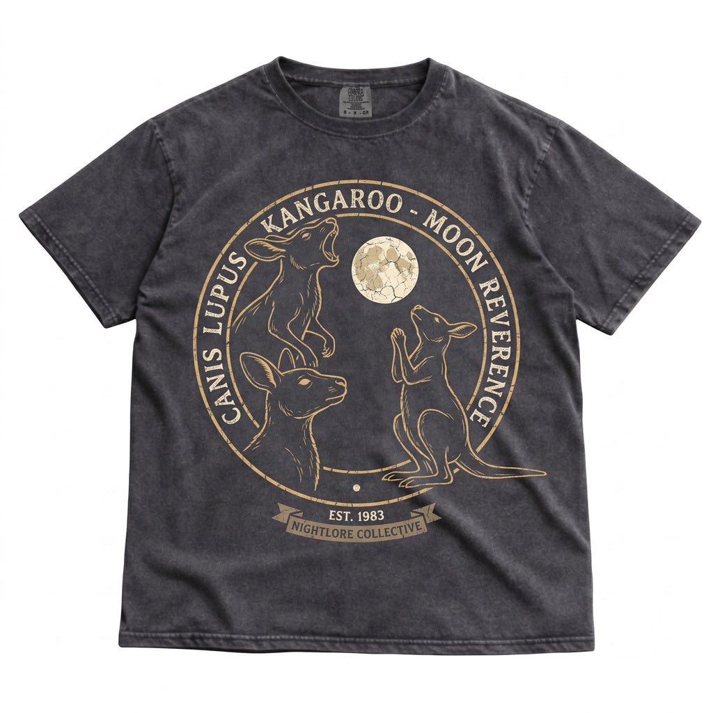 Three Kangaroo Moon Vintage Graphic Retro Australian Wildlife Nature Cute Animal Unisex TShirt