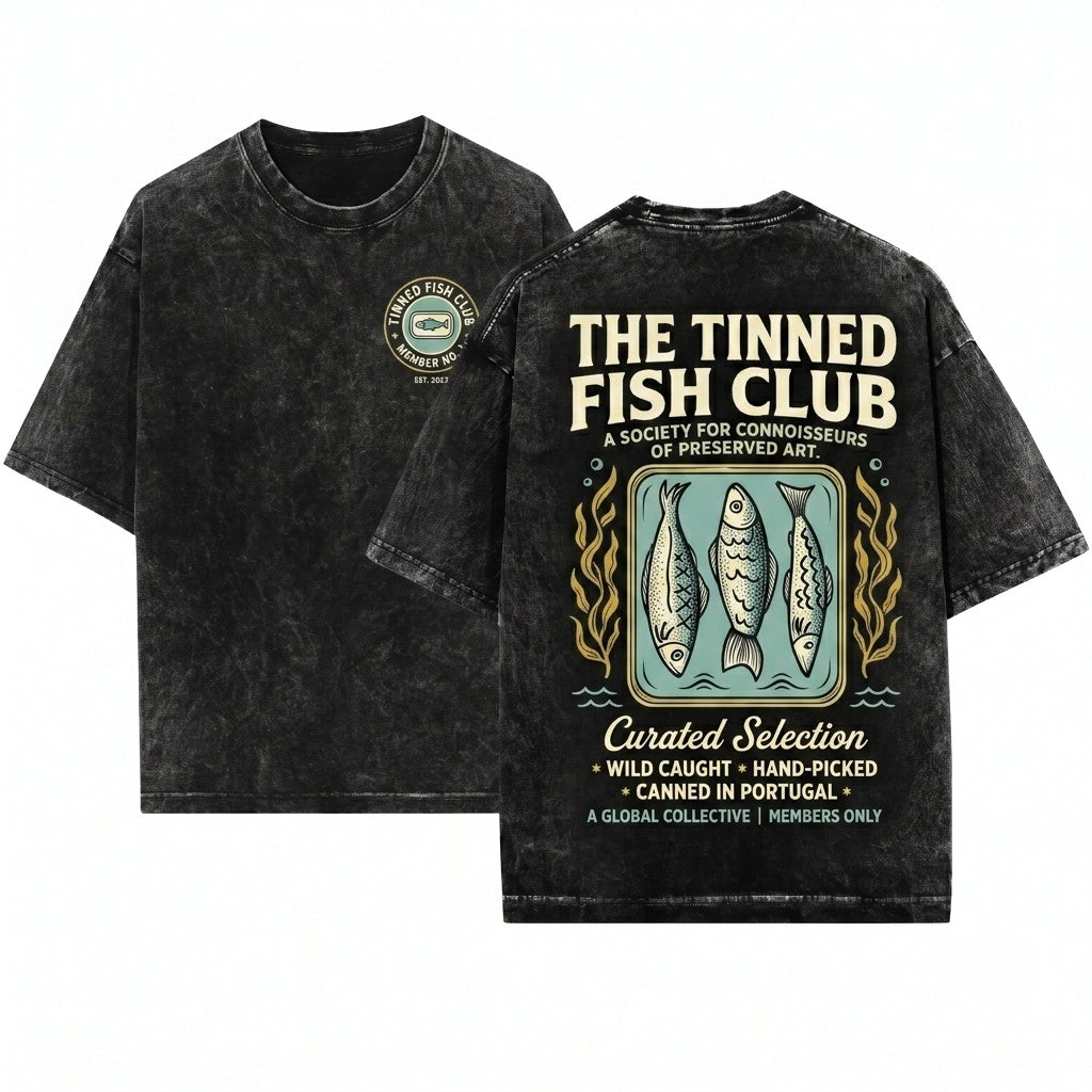 Retro Canned Sardine Seafood Graphic Aesthetic Vintage Unisex Wash T-Shirt