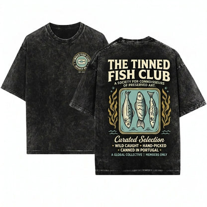 Retro Canned Sardine Seafood Graphic Aesthetic Vintage Unisex Wash T-Shirt