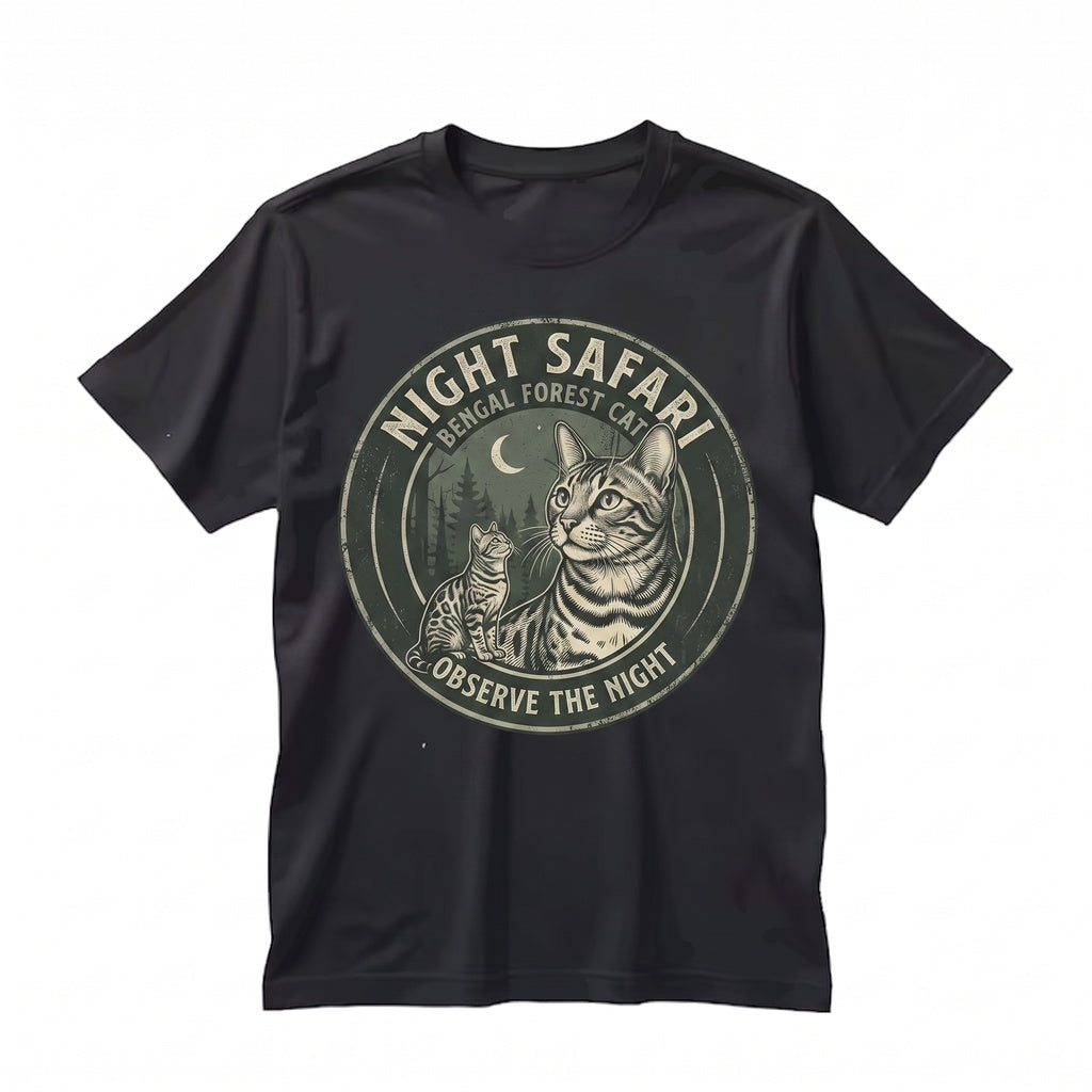 Vintage 90s Retro Bengal Cat Howling at the Full Moon Graphic Mom Gift Unisex TShirt