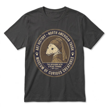 Funny Opossum with Pearl Earring Art Parody Famous Painting Graphic Vintage Cotton Apparel Unisex TShirt