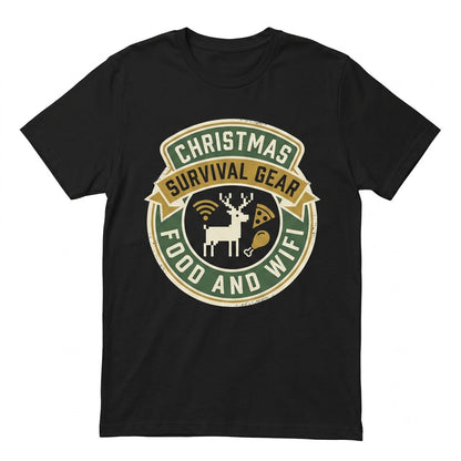 All I Want For Christmas Is Food And Wifi Funny Humorous Xmas Novelty Holiday Gifts For Him Her Graphic Unisex TShirt