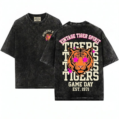Custom Personalized Tigers School Spirit Team Game Day Cheer Girly Mascot Unisex Wash T-Shirt