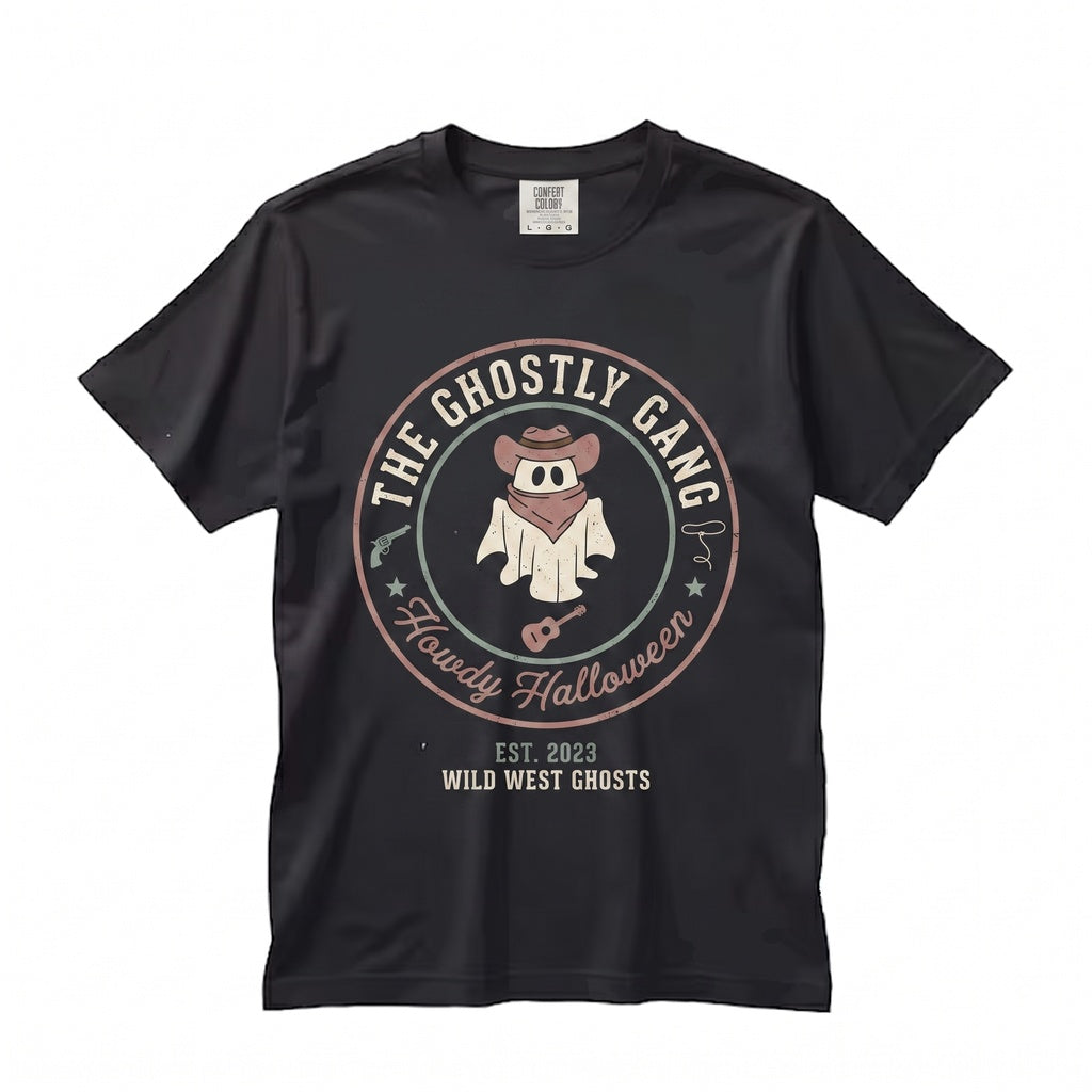 Howdy Western Spooky Season Cowboy Ghost Graphic Hello Halloween Apparel Unisex TShirt