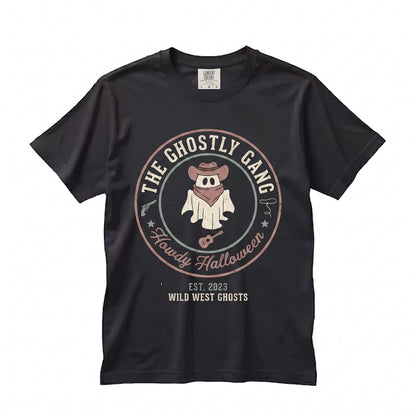 Howdy Western Spooky Season Cowboy Ghost Graphic Hello Halloween Apparel Unisex TShirt