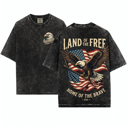 250th Anniversary Patriotic America Freedom Vintage Bald Eagle Graphic USA Gift Unisex Wash T-Shirt