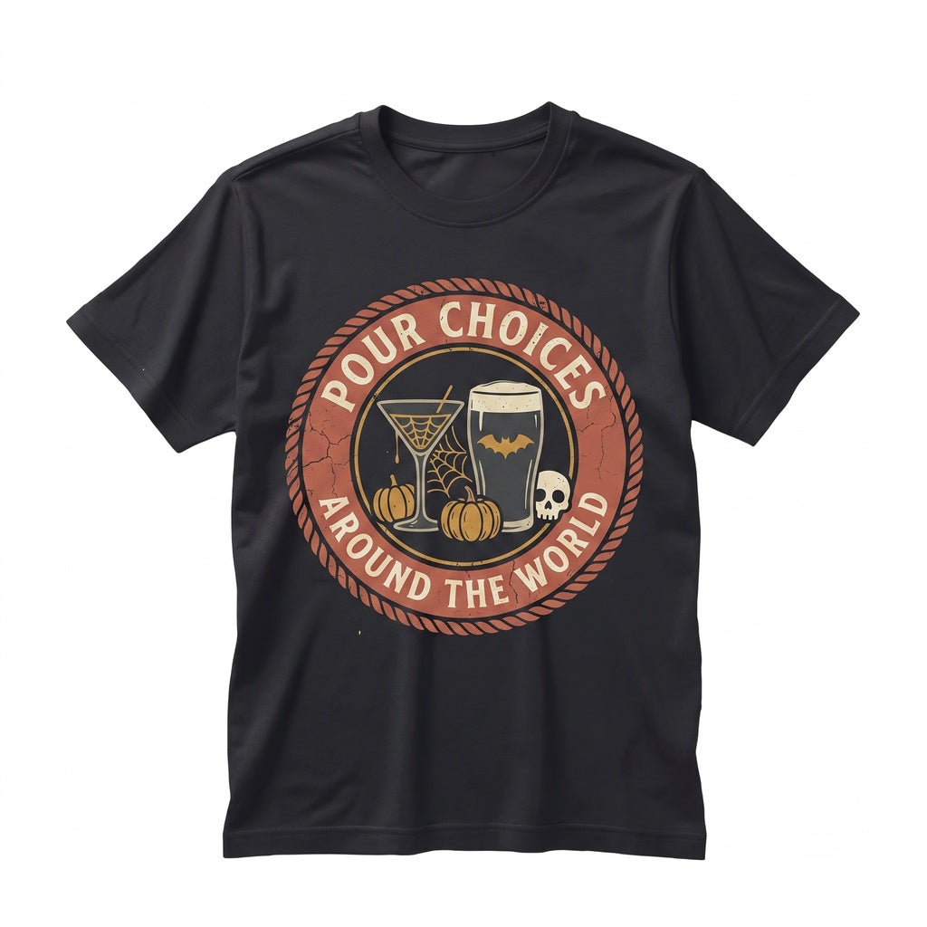 Retro Pour Choices Drinking Around Showcase Halloween Disney Theme Park Matching Family Vacation Liquor Booze Gift Unisex TShirt