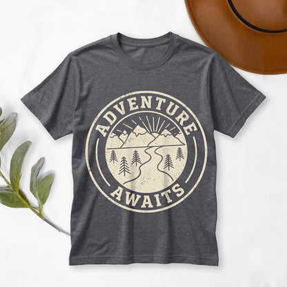 Adventure Awaits Camper Hiking Traveler Nature Lover Vacation Unisex TShirt