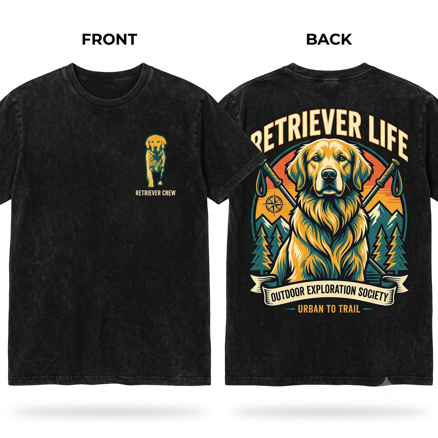 Golden Retriever Silhouette Tee Minimalist Dog Mom and Dad Modern Golden Pet Outline Design Unisex Heavyweight Garment-Dyed T-Shirt