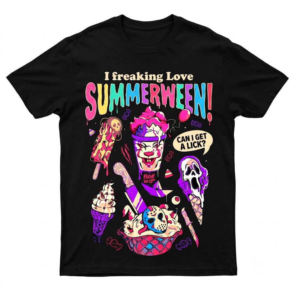 I Freaking Love Summerween Creepy Ice Cream Spooky Horror Movie Fan Halloween In Summer Unisex TShirt