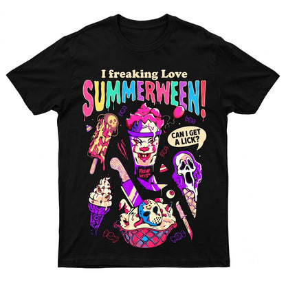 I Freaking Love Summerween Creepy Ice Cream Spooky Horror Movie Fan Halloween In Summer Unisex TShirt
