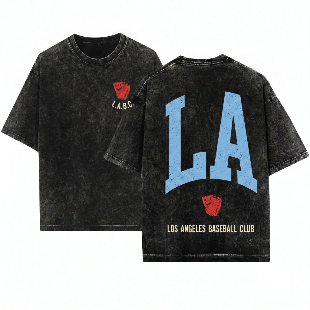Los Angeles Baseball Minimalist LA Fan Game Day Graphic Vintage Unisex Wash T-Shirt