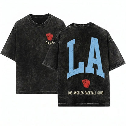 Los Angeles Baseball Minimalist LA Fan Game Day Graphic Vintage Unisex Wash T-Shirt