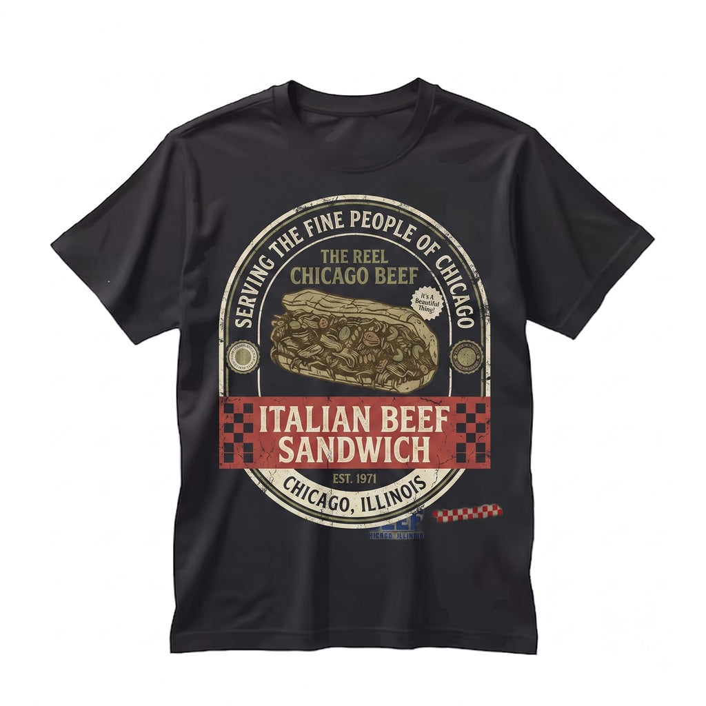 Vintage Chicagoland Italian Beef Restaurant Retro Graphic Casual Unisex TShirt