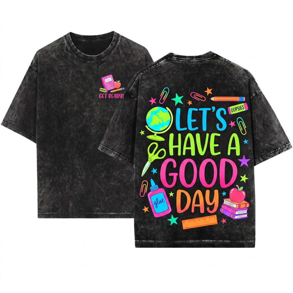 Colorful Retro Cute Elementary Teacher Doodles Back To School Good Day Gift Unisex Wash T-Shirt