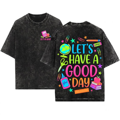 Colorful Retro Cute Elementary Teacher Doodles Back To School Good Day Gift Unisex Wash T-Shirt