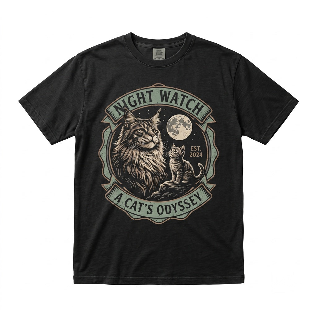 Maine Coon Howling to The Moon Vintage 90s Retro Graphic Cat Mom Gift Unisex TShirt