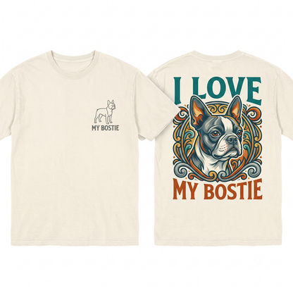 Boston Terrier Graphic Tee - Boston Mom Vintage Dog Dad Gift Unisex Heavyweight Garment-Dyed T-Shirt