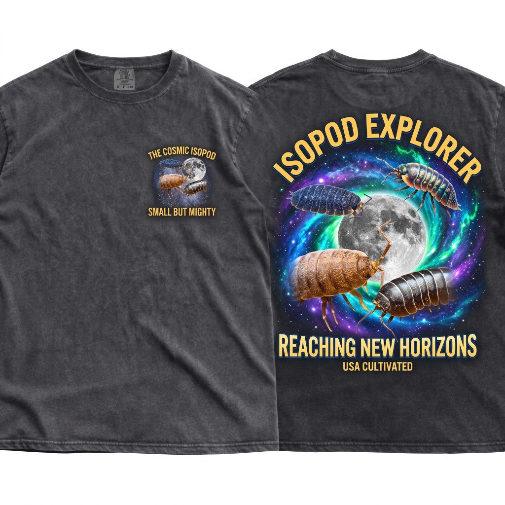 Three Isopod Moon 90s Vintage Aesthetic Graphic Retro Pill Bug Woodlouse Top Ironic Wolf Parody Gift Roly Poly Unisex Wash T-Shirt