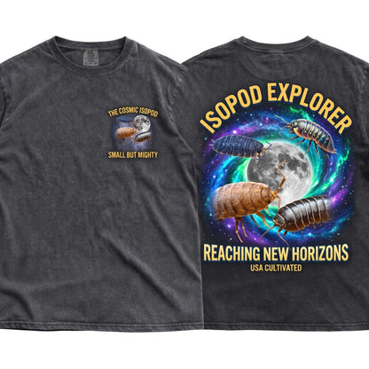 Three Isopod Moon 90s Vintage Aesthetic Graphic Retro Pill Bug Woodlouse Top Ironic Wolf Parody Gift Roly Poly Unisex Wash T-Shirt
