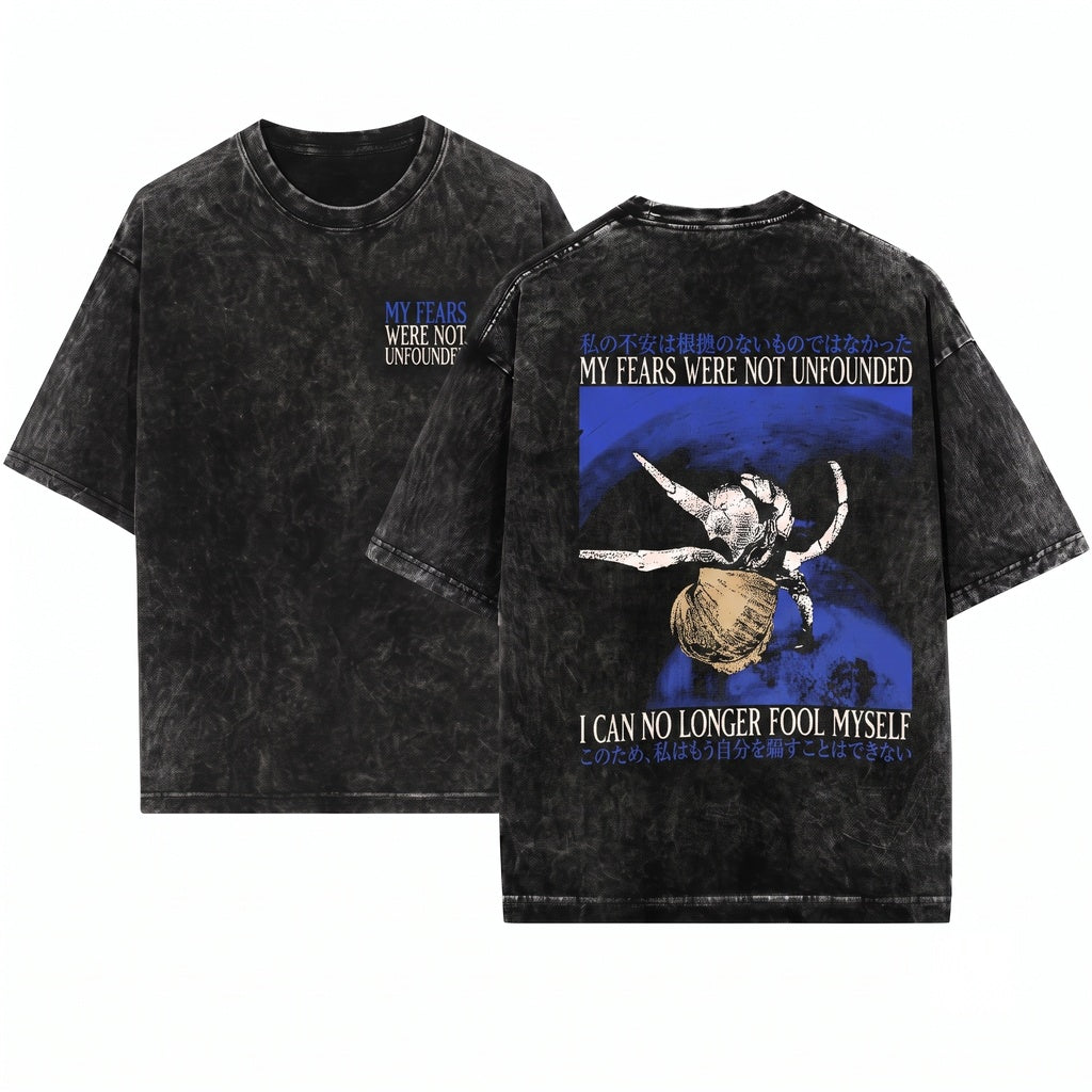 My Fears Were Not Unfounded Vintage Japanese Crab Graphic Print Cotton Tops Clothing Unisex Wash T-Shirt
