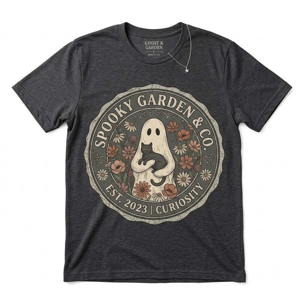 Vintage Ghost Fall Pumpkin Black Cat Floral Boho Cozy Season Autumn Lover Flowers Unisex TShirt