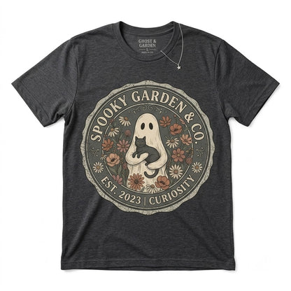 Vintage Ghost Fall Pumpkin Black Cat Floral Boho Cozy Season Autumn Lover Flowers Unisex TShirt