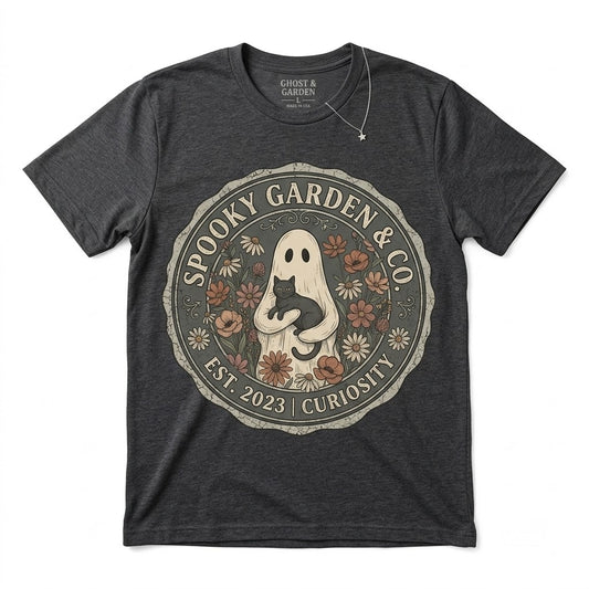 Vintage Ghost Fall Pumpkin Black Cat Floral Boho Cozy Season Autumn Lover Flowers Unisex TShirt