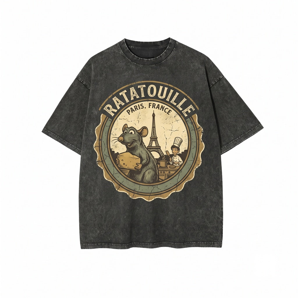 Oversized Remy Paris Chef Rat 2007 Movie Poster Graphic Foodie Vintage Cotton Top Unisex TShirt