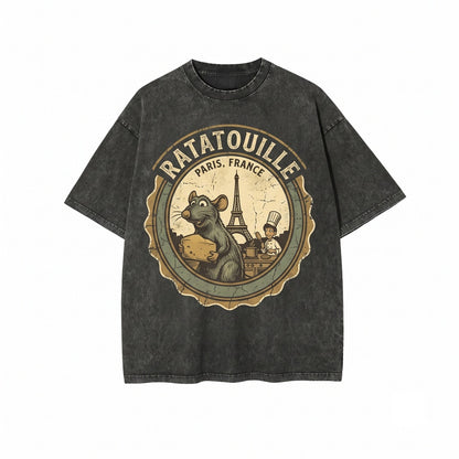 Oversized Remy Paris Chef Rat 2007 Movie Poster Graphic Foodie Vintage Cotton Top Unisex TShirt