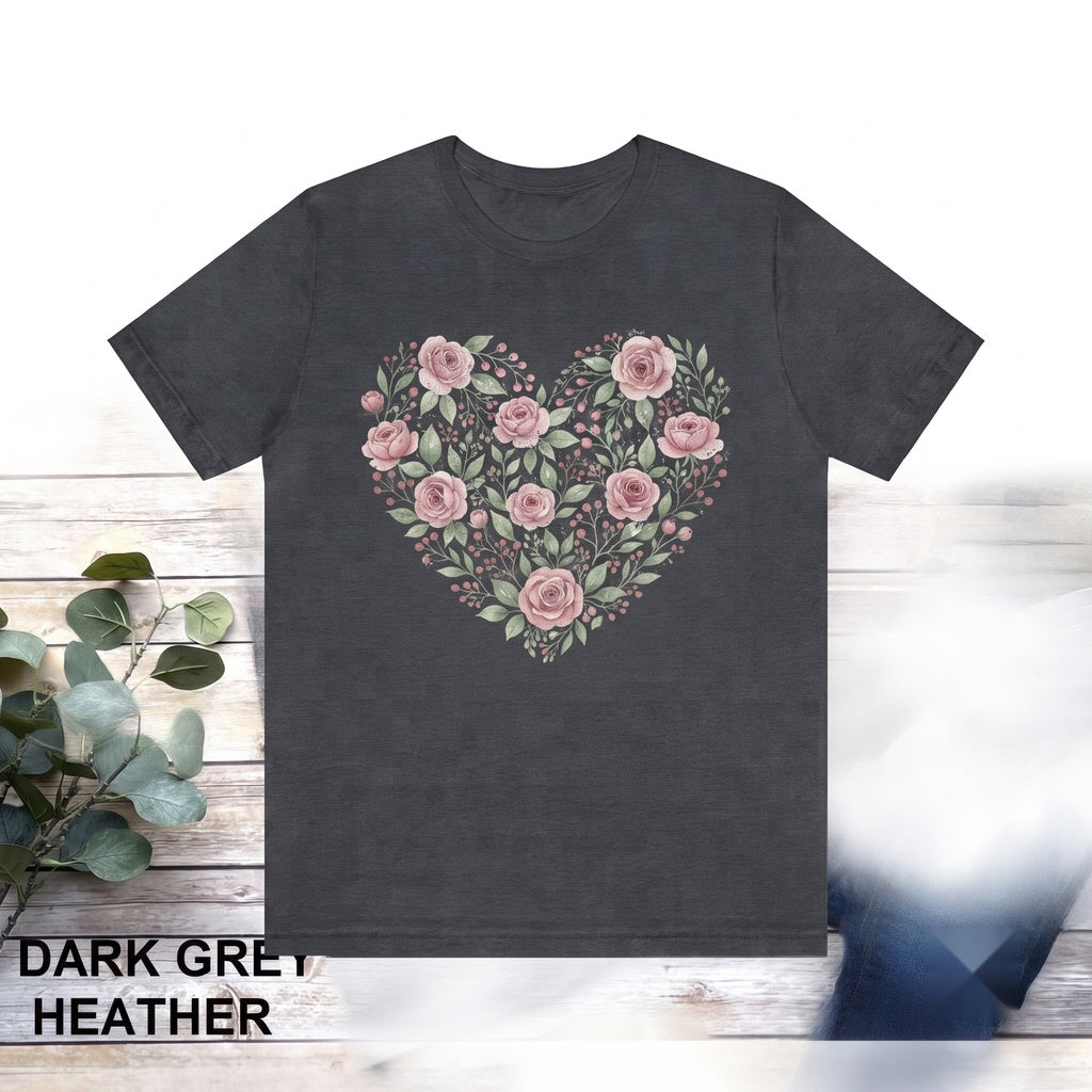Floral Heart V-Neck Wildflower Botanical Top Unisex TShirt