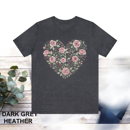 Floral Heart V-Neck Wildflower Botanical Top Unisex TShirt
