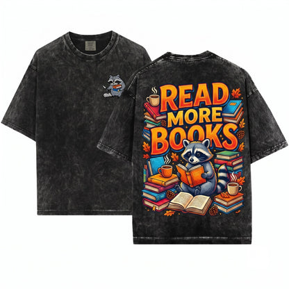 Embroidered Raccoon Book Lover Funny Reader Gift Unisex Wash T-Shirt